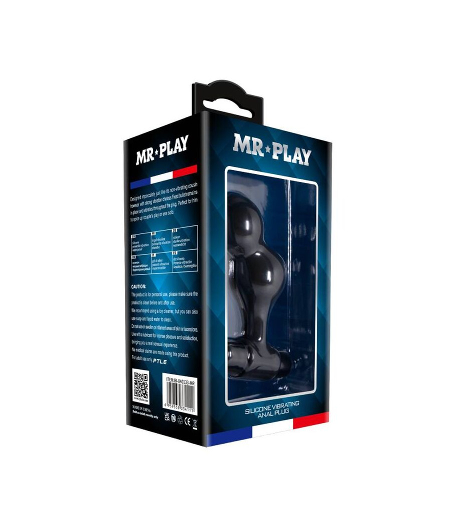 MR PLAY - PLUG ANAL VIBRADOR DE SILICONE PRETO