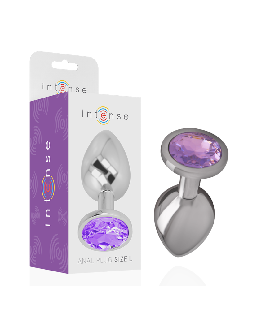 INTENSE - PLUG ANALE IN METALLO ALLUMINIO CON CRISTALLO VIOLA MISURA S