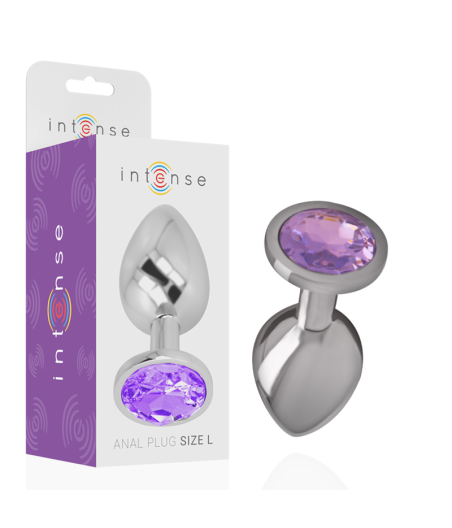 INTENSE - PLUG ANALE IN METALLO ALLUMINIO CON CRISTALLO VIOLA MISURA S