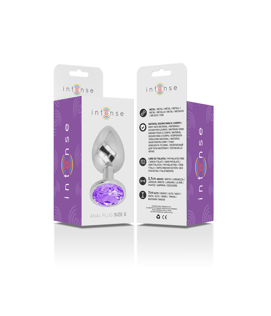 INTENSE - ALUMINUM METAL ANAL PLUG WITH VIOLET CRYSTAL SIZE S