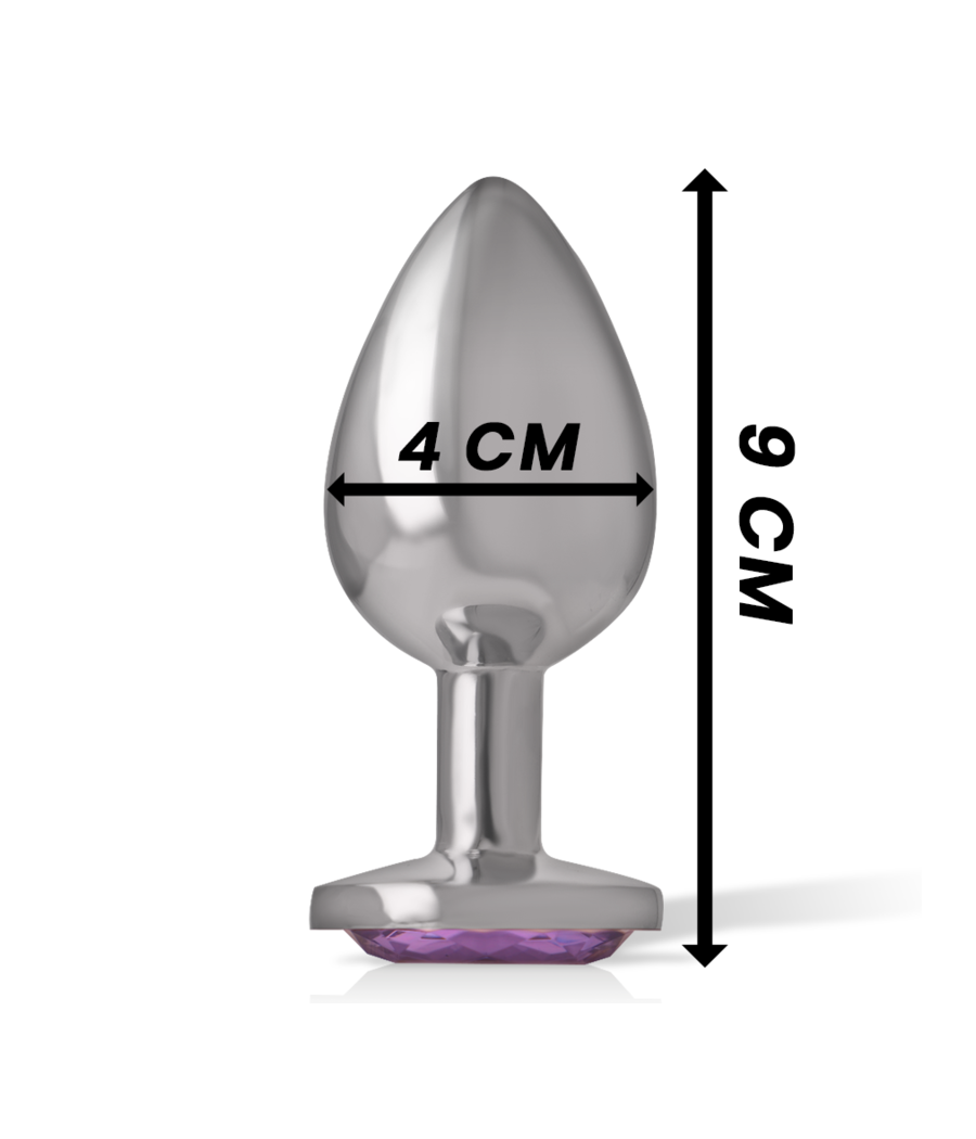 INTENSE - PLUG ANALE IN METALLO ALLUMINIO CON CRISTALLO VIOLA MISURA L
