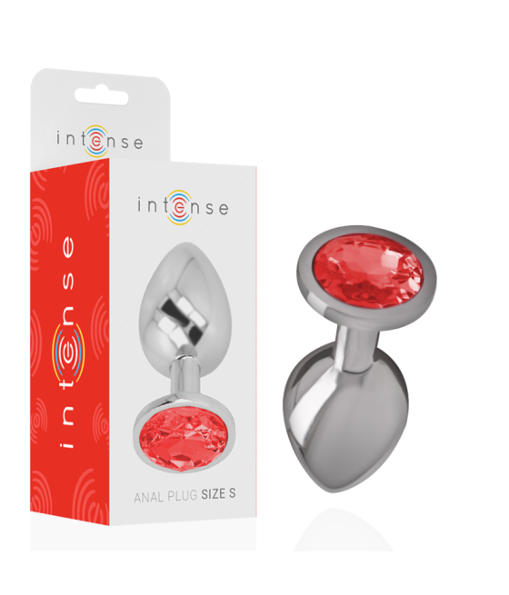 INTENSE - PLUG ANAL METAL ALUMINIO CON CRISTAL ROJO TALLA S
