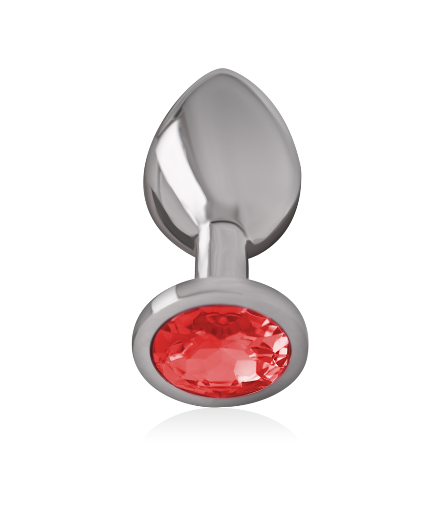 INTENSE - PLUG ANAL METAL ALUMINIO CON CRISTAL ROJO TALLA S