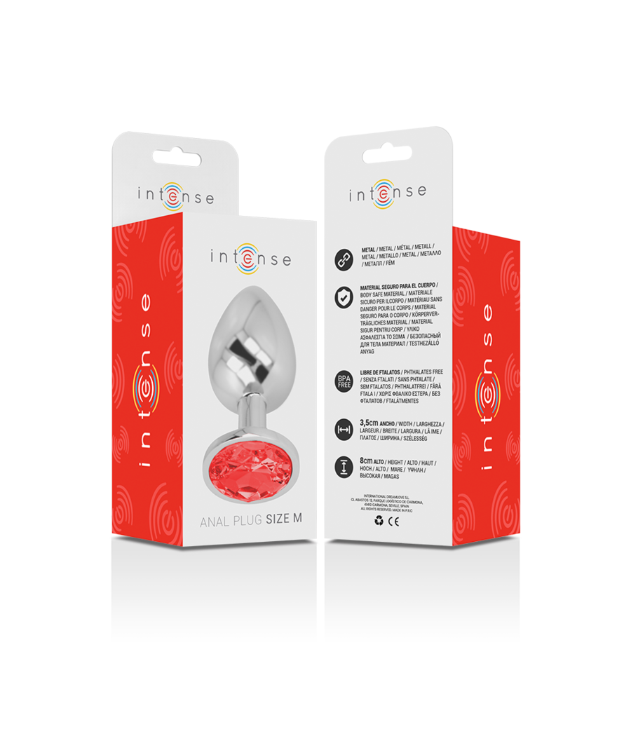 INTENSE - METAL ANAL PLUG WITH RED CRYSTAL SIZE M
