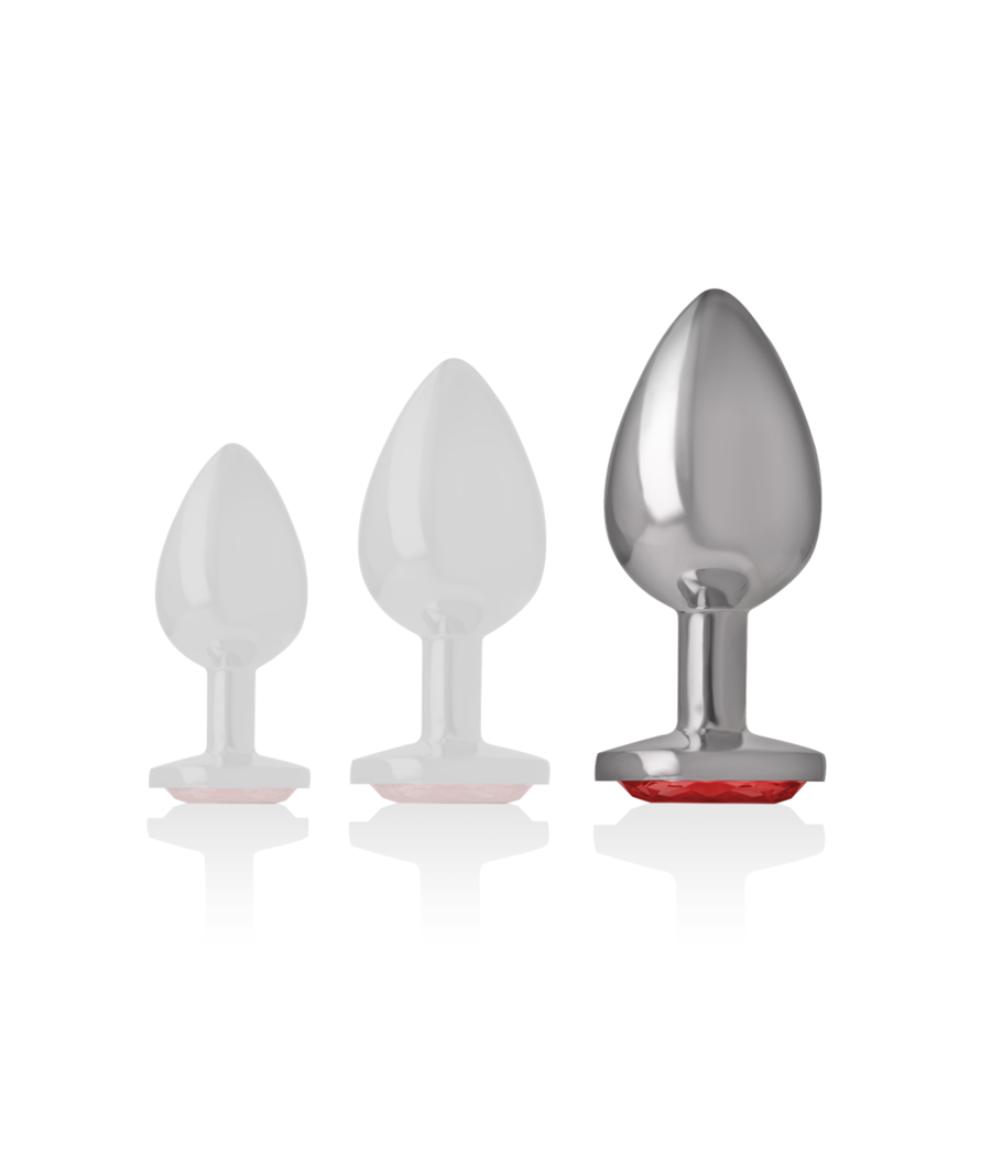 INTENSE - PLUG ANAL EN MÉTAL ALUMINIUM AVEC CRISTAL ROUGE TAILLE L