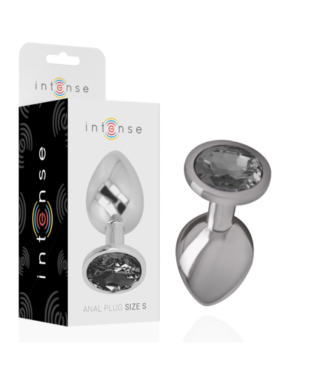 INTENSE - PLUG ANAL METAL ALUMINIO CON CRISTAL NEGRO TALLA S
