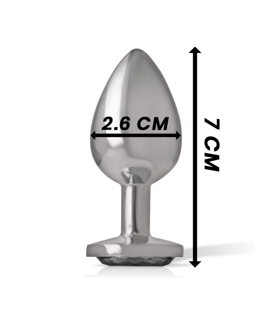 INTENSE - PLUG ANAL EN MÉTAL ALUMINIUM AVEC CRISTAL NOIR TAILLE S