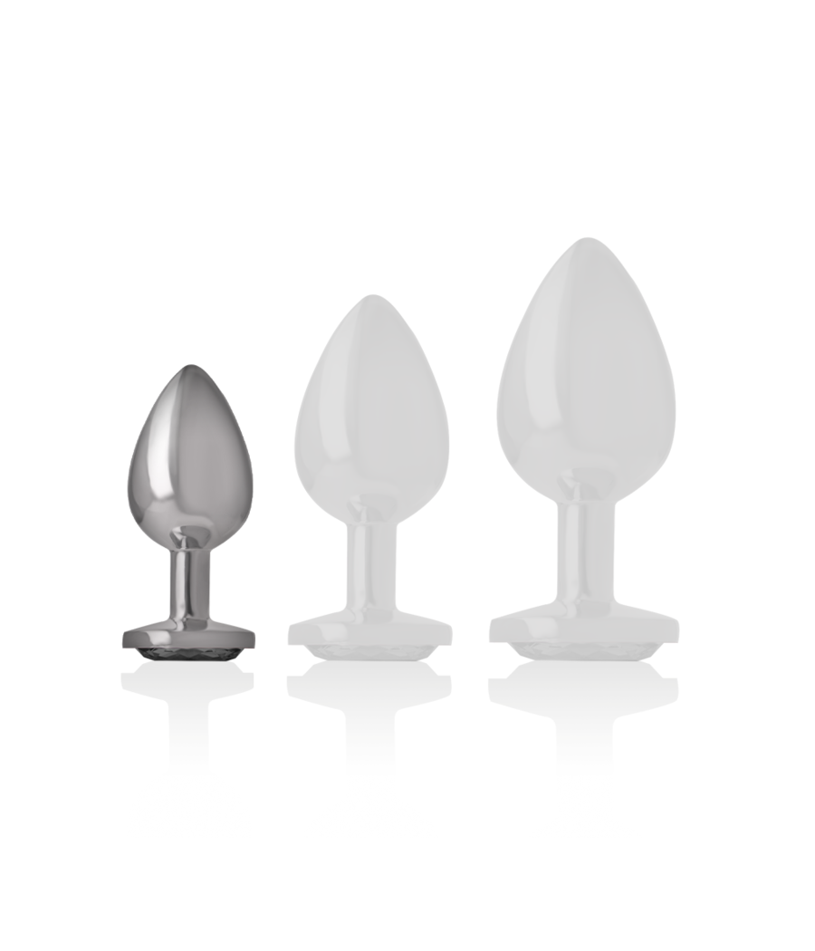 INTENSE - PLUG ANAL EN MÉTAL ALUMINIUM AVEC CRISTAL NOIR TAILLE S