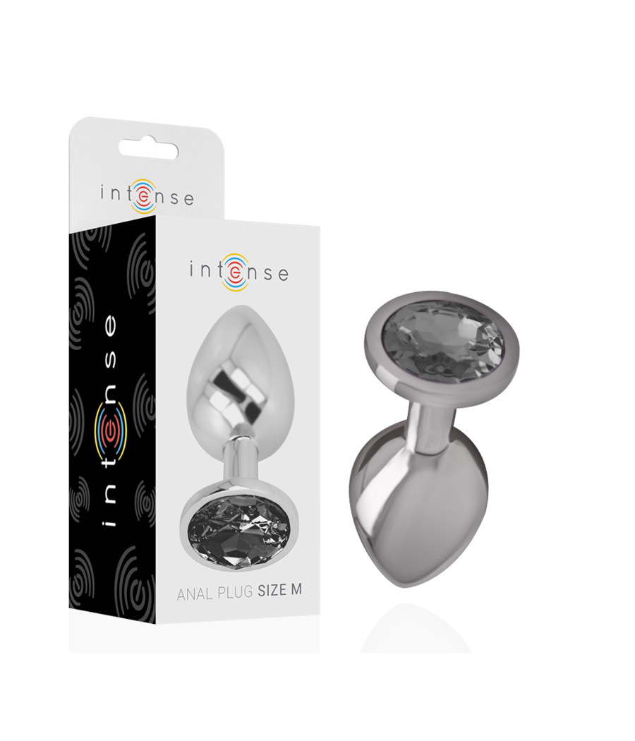 INTENSE - PLUG ANAL EN MÉTAL ALUMINIUM AVEC VERRE NOIR TAILLE M