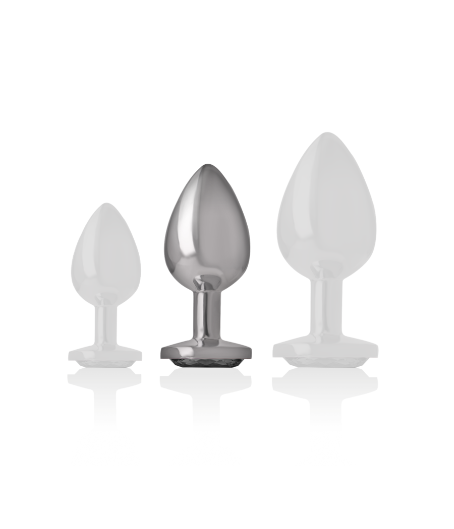 INTENSE - ANALPLUG AUS ALUMINIUMMETALL MIT SCHWARZEM GLAS, GRÖSSE M