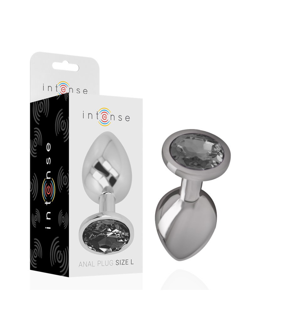 INTENSE - PLUG ANAL METAL ALUMINIO CON CRISTAL NEGRO TALLA L