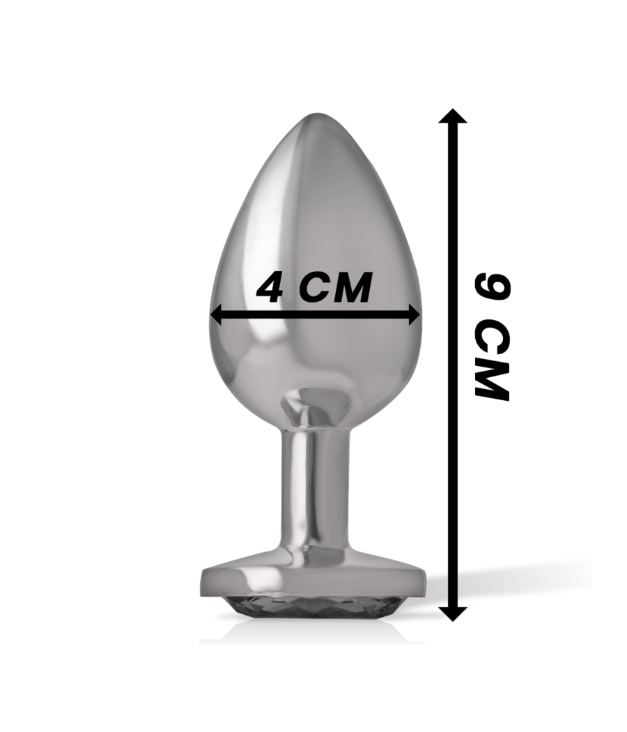 INTENSE - PLUG ANAL EN MÉTAL ALUMINIUM AVEC VERRE NOIR TAILLE L