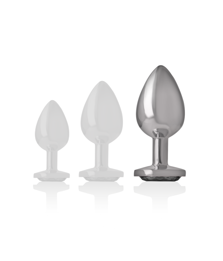 INTENSE - PLUG ANAL EN MÉTAL ALUMINIUM AVEC VERRE NOIR TAILLE L