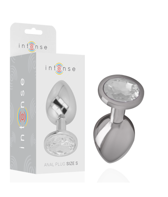 INTENSE - PLUG ANALE IN METALLO ALLUMINIO CON CRISTALLO ARGENTO MISURA S