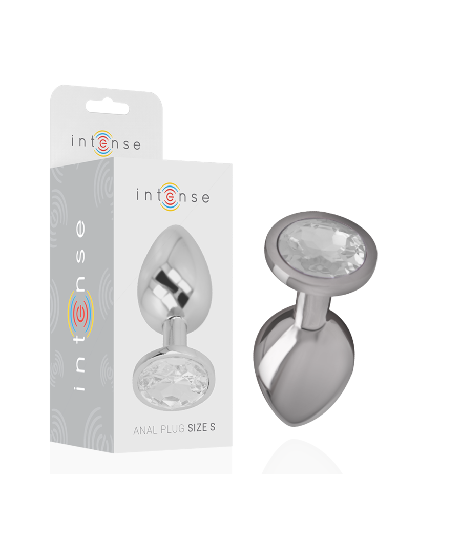 INTENSE - ALUMINUM METAL ANAL PLUG WITH SILVER CRYSTAL SIZE S