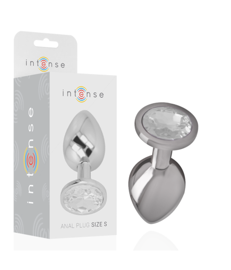 INTENSE - PLUG ANALE IN METALLO ALLUMINIO CON CRISTALLO ARGENTO MISURA S
