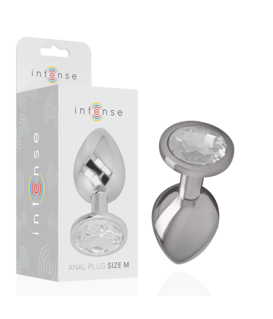 INTENSE - PLUG ANAL EN MÉTAL ALUMINIUM AVEC CRISTAL DARGENT TAILLE M