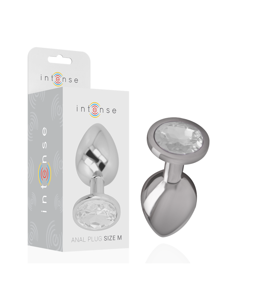 INTENSE - PLUG ANALE IN METALLO ALLUMINIO CON CRISTALLO ARGENTO TAGLIA M