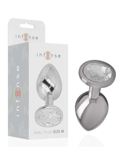 INTENSE - PLUG ANALE IN METALLO ALLUMINIO CON CRISTALLO ARGENTO TAGLIA M