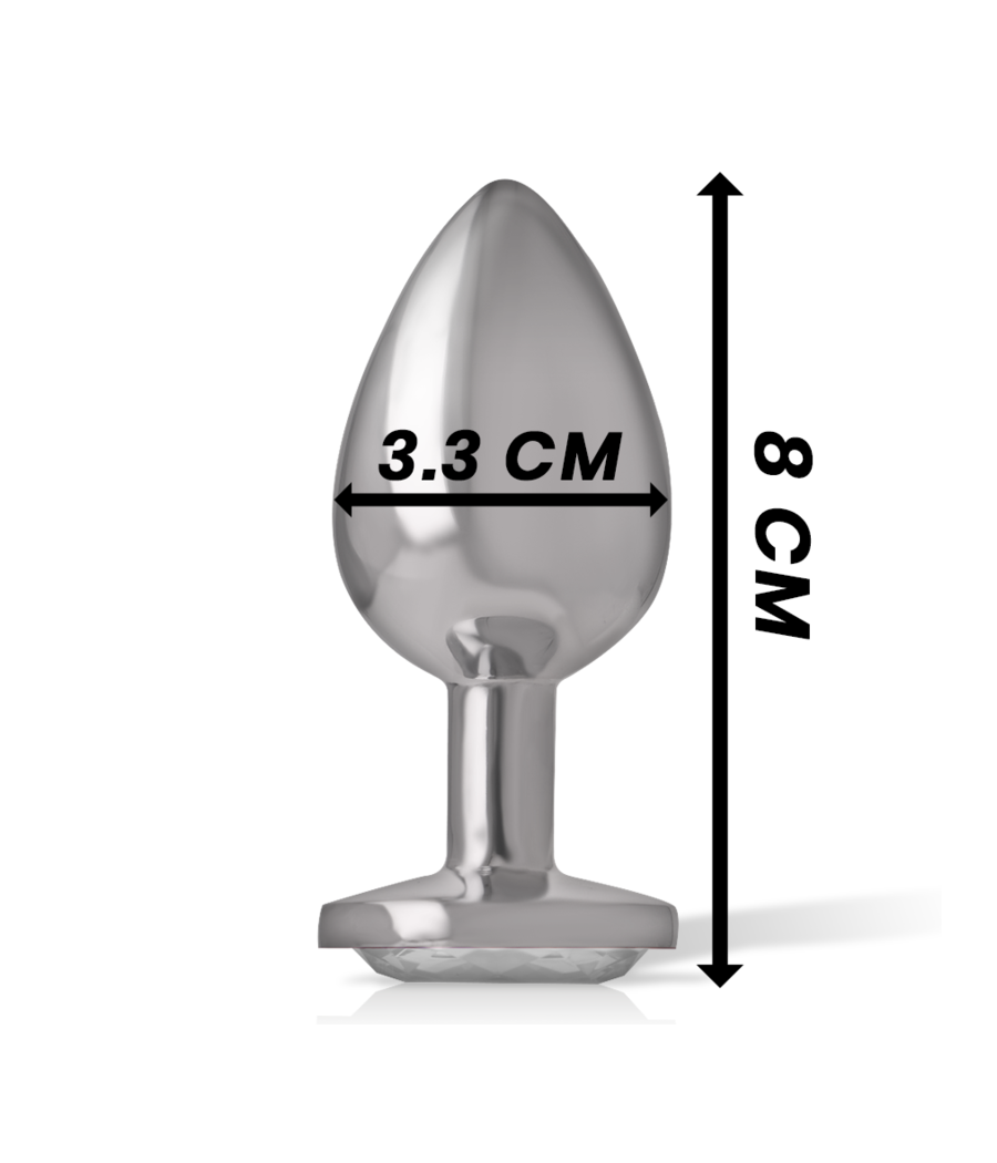 INTENSE - ALUMINUM METAL ANAL PLUG WITH SILVER CRYSTAL SIZE M