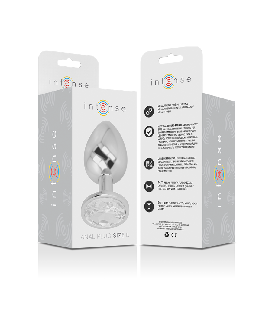 INTENSE - PLUG ANAL EN MÉTAL ALUMINIUM AVEC CRISTAL DARGENT TAILLE L