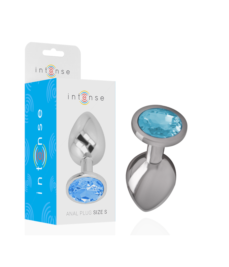 INTENSE - ALUMINUM METAL ANAL PLUG WITH BLUE CRYSTAL SIZE S