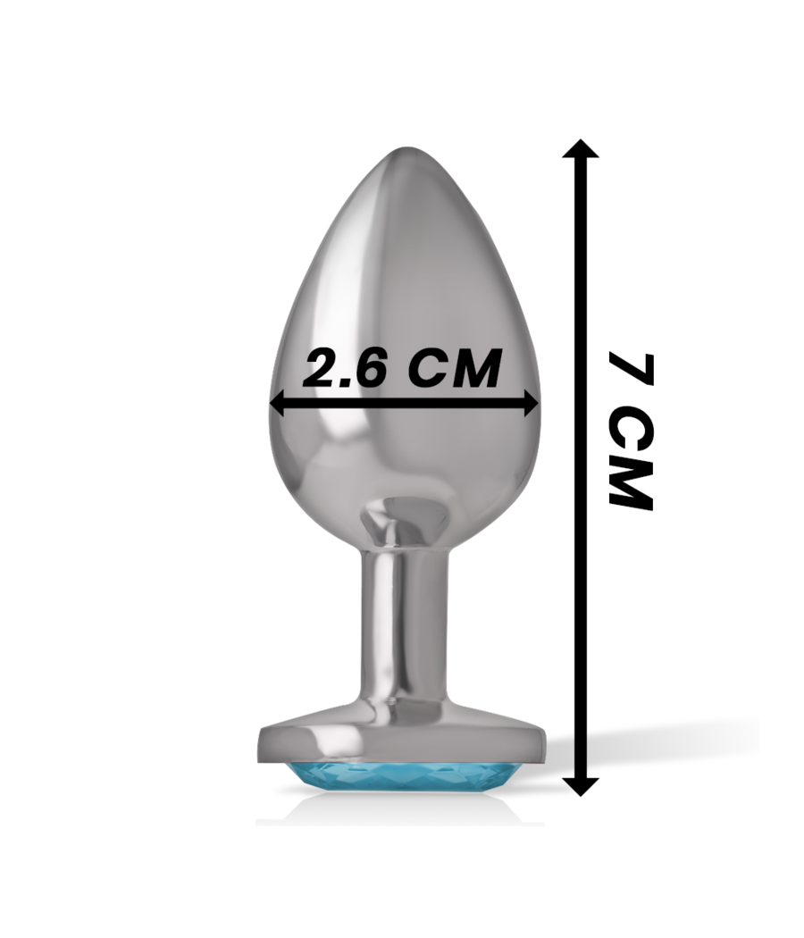 INTENSE - ALUMINUM METAL ANAL PLUG WITH BLUE CRYSTAL SIZE S