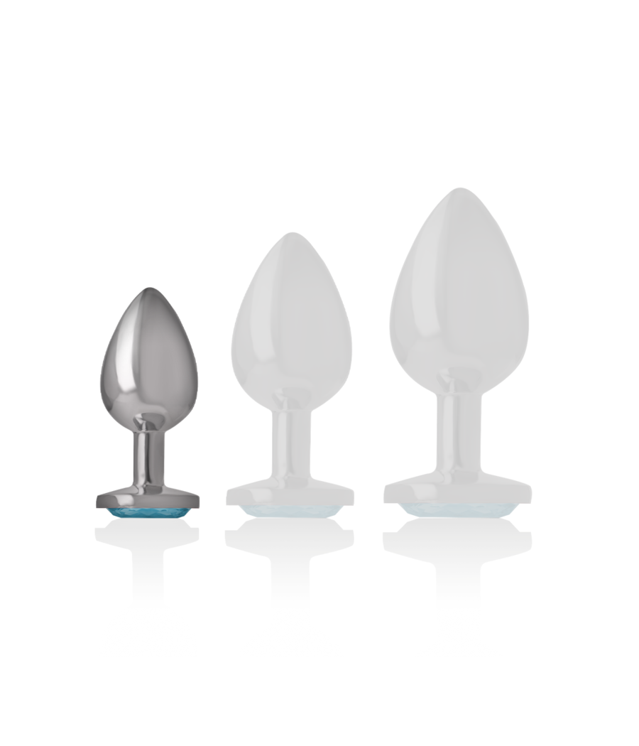 INTENSE - PLUG ANAL EN MÉTAL ALUMINIUM AVEC CRISTAL BLEU TAILLE S