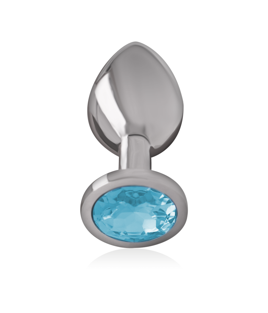 INTENSE - PLUG ANAL EN MÉTAL ALUMINIUM AVEC VERRE BLEU TAILLE M