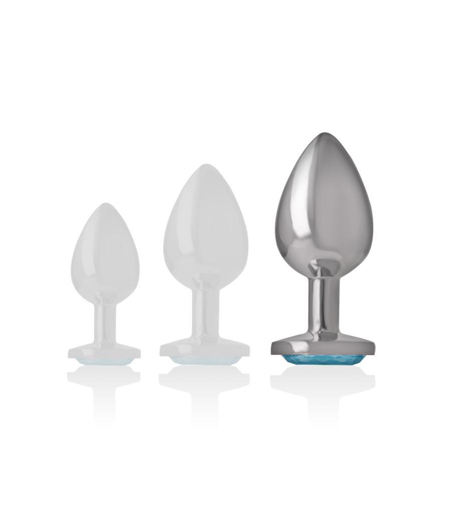 INTENSE - PLUG ANAL METAL ALUMINIO CON CRISTAL AZUL TALLA L