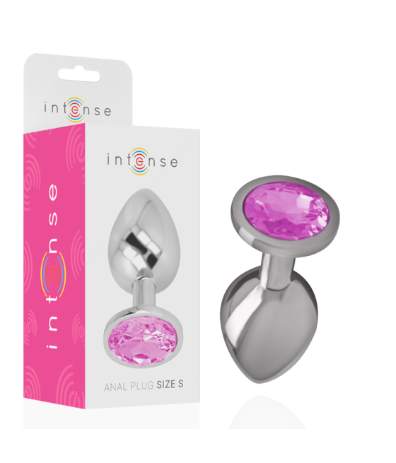 INTENSE - PLUG ANALE IN METALLO ALLUMINIO CON CRISTALLO ROSA TAGLIA S
