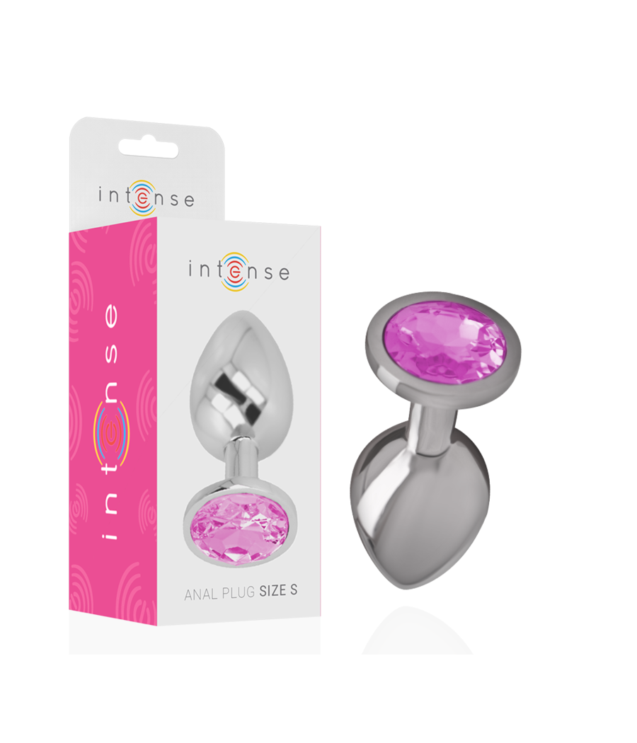 INTENSE - PLUG ANALE IN METALLO ALLUMINIO CON CRISTALLO ROSA TAGLIA S