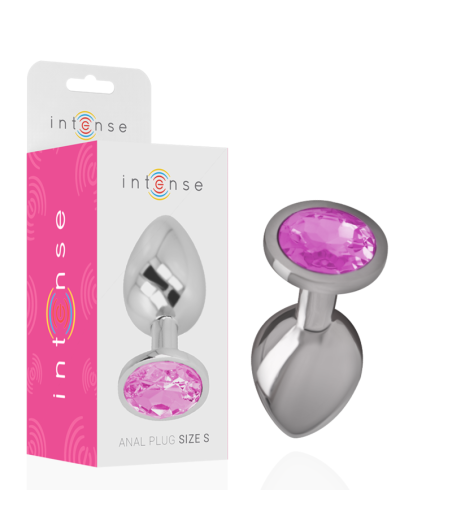 INTENSE - PLUG ANAL METAL ALUMINIO CON CRISTAL ROSA TALLA S
