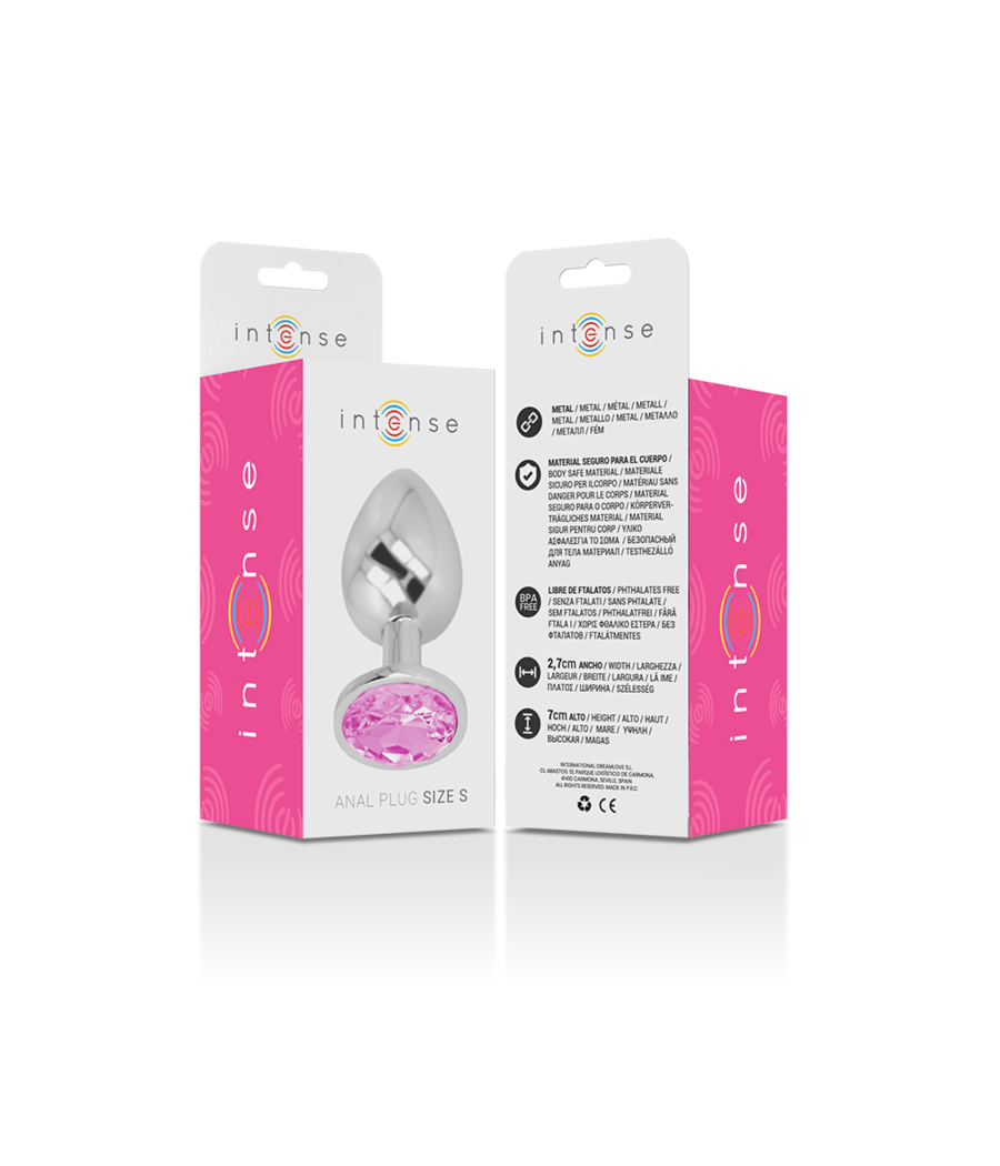 INTENSE - PLUG ANALE IN METALLO ALLUMINIO CON CRISTALLO ROSA TAGLIA S