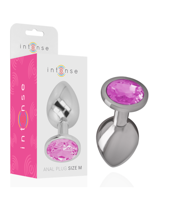 INTENSE - PLUG ANAL EN MÉTAL ALUMINIUM AVEC CRISTAL ROSE TAILLE M