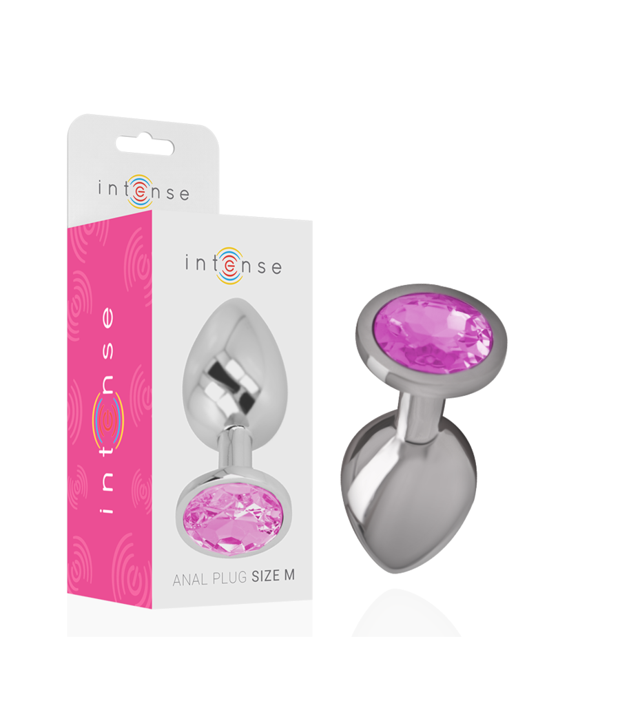 INTENSE - PLUG ANAL METAL ALUMINIO CON CRISTAL ROSA TALLA M