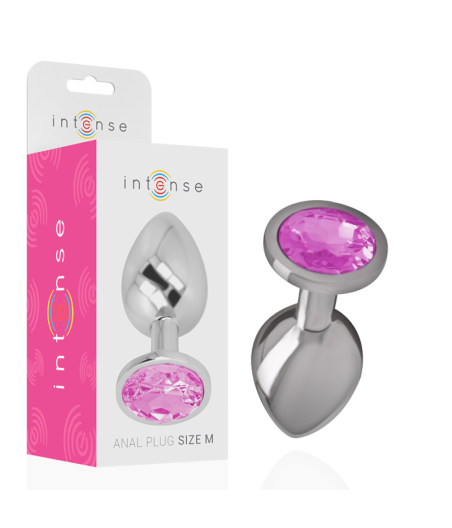 INTENSE - PLUG ANAL EN MÉTAL ALUMINIUM AVEC CRISTAL ROSE TAILLE M
