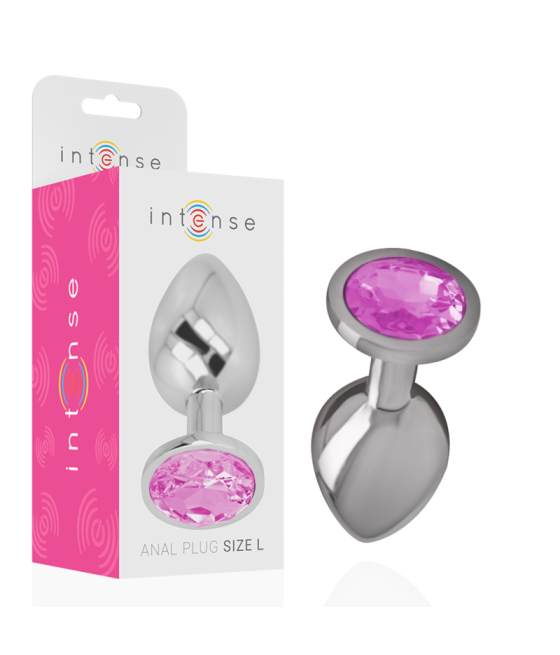 INTENSE - PLUG ANAL METAL ALUMINIO CON CRISTAL ROSA TALLA L