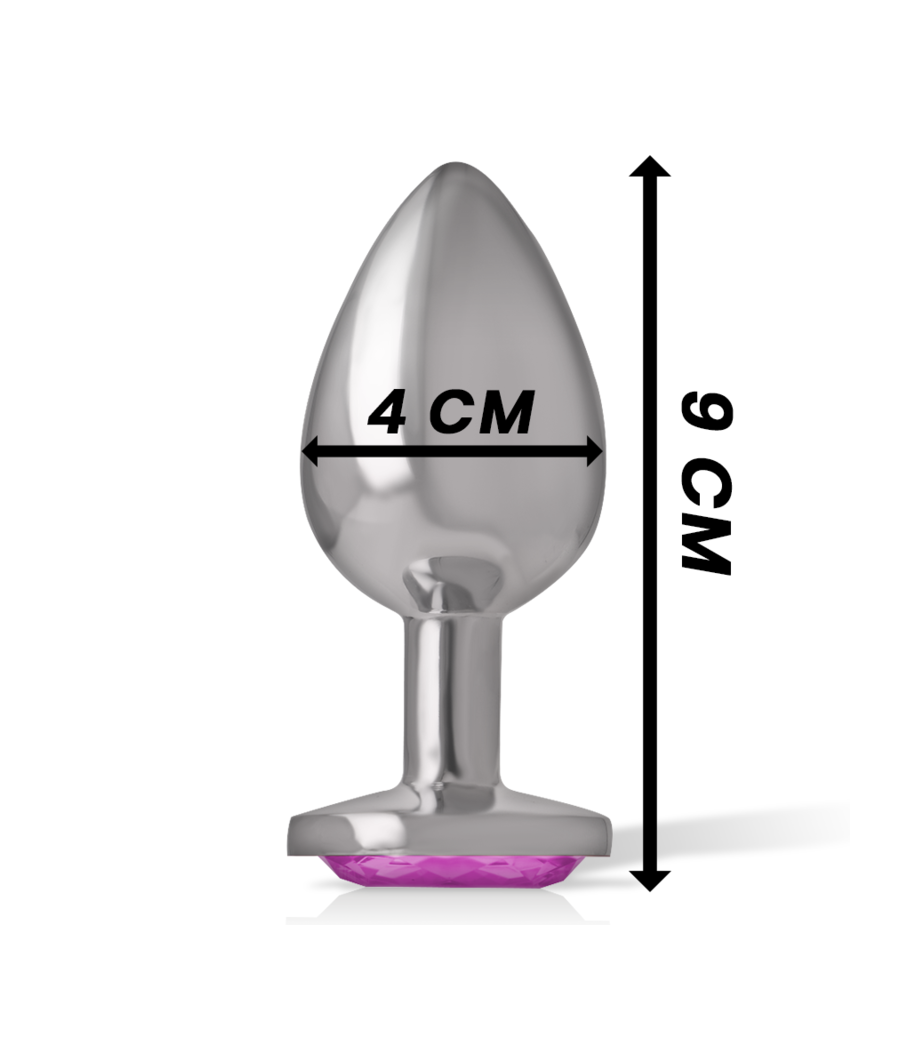 INTENSE - ALUMINUM METAL ANAL PLUG WITH PINK CRYSTAL SIZE L