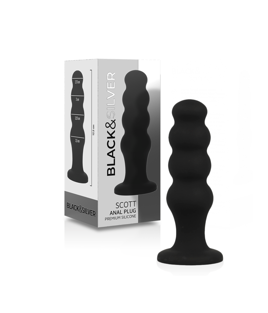 BLACK&SILVER - PLUG ANALE IN SILICONE SCOTT PREMIUM NERO