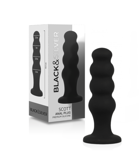 BLACK&SILVER - SCOTT PREMIUM SILICONE ANAL PLUG BLACK