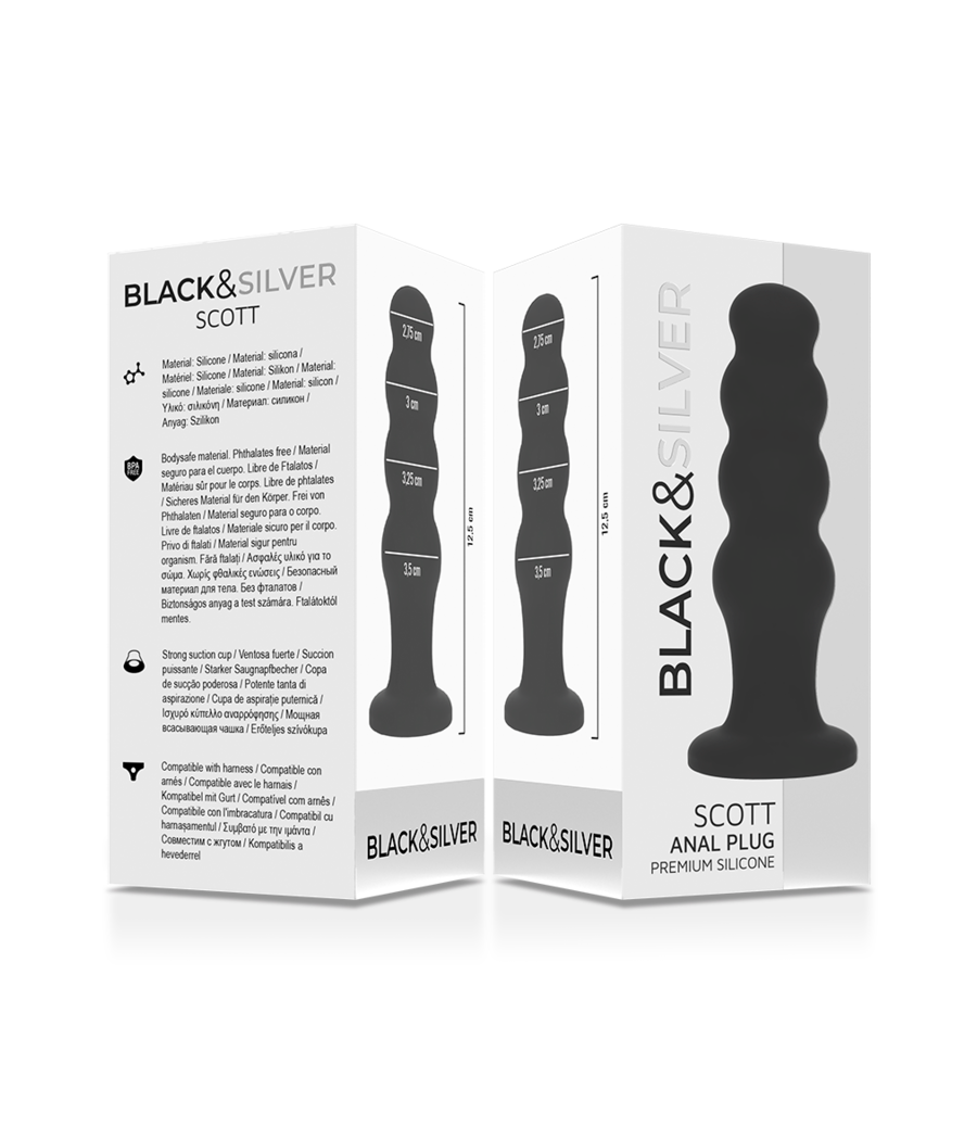 BLACK&SILVER - PLUG ANAL EN SILICONE SCOTT PREMIUM NOIR