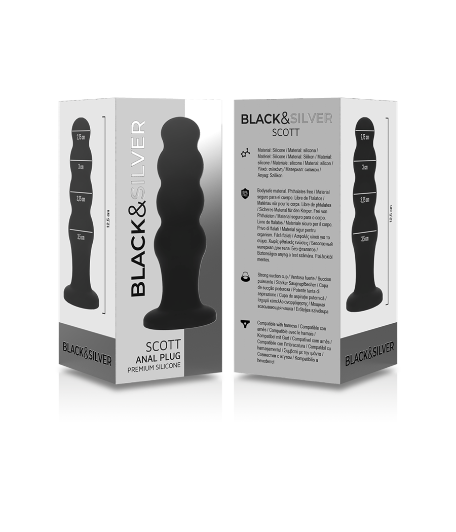 BLACK&SILVER - PLUG ANAL EN SILICONE SCOTT PREMIUM NOIR