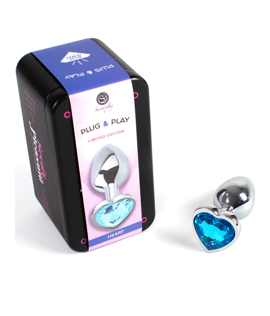 SECRETPLAY - PLUG ANAL DE METAL CORAO AZUL TAMANHO PEQUENO 7 CM