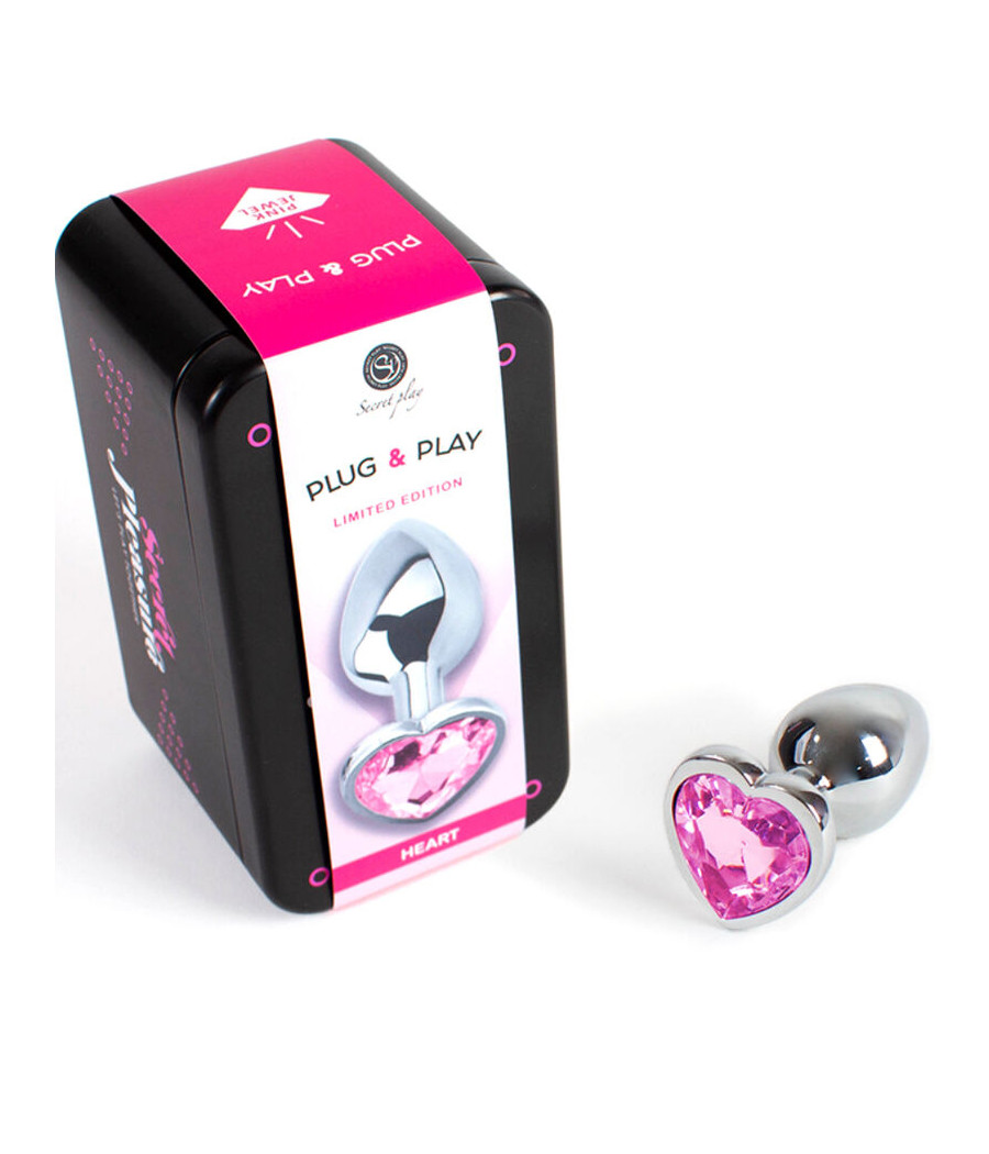 SECRETPLAY - PLUG ANAL EN MÉTAL COEUR FUCHSIA PETITE TAILLE 7 CM