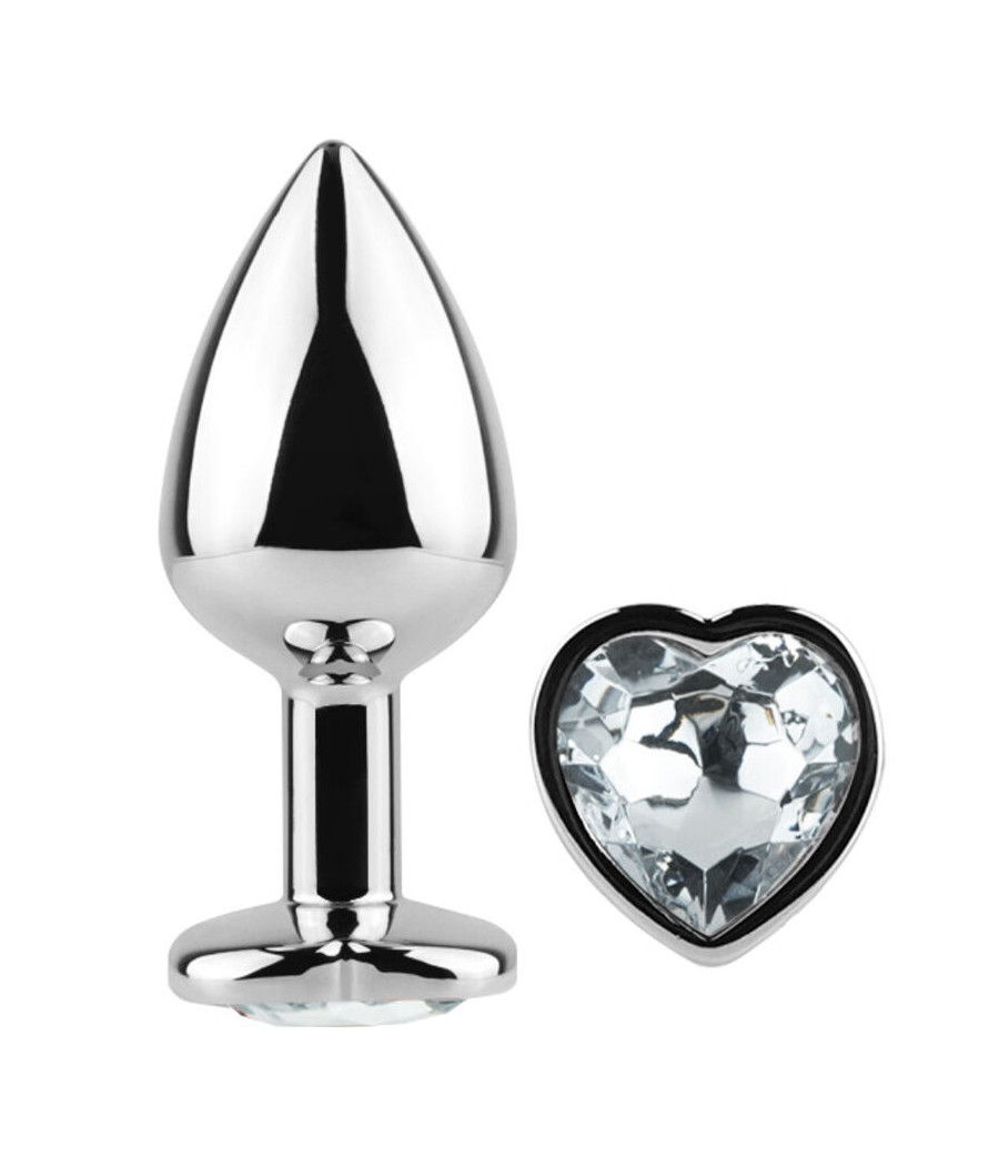 SECRETPLAY - METAL BUTT PLUG CORAZÓN TRANSPARENTE TALLA S 7 CM