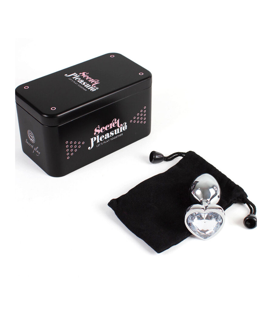SECRETPLAY - METAL BUTT PLUG CORAZÓN TRANSPARENTE TALLA S 7 CM