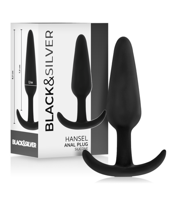 BLACK&SILVER - HANSEL SILICONE ANAL PLUG WITH SMALL HANDLE