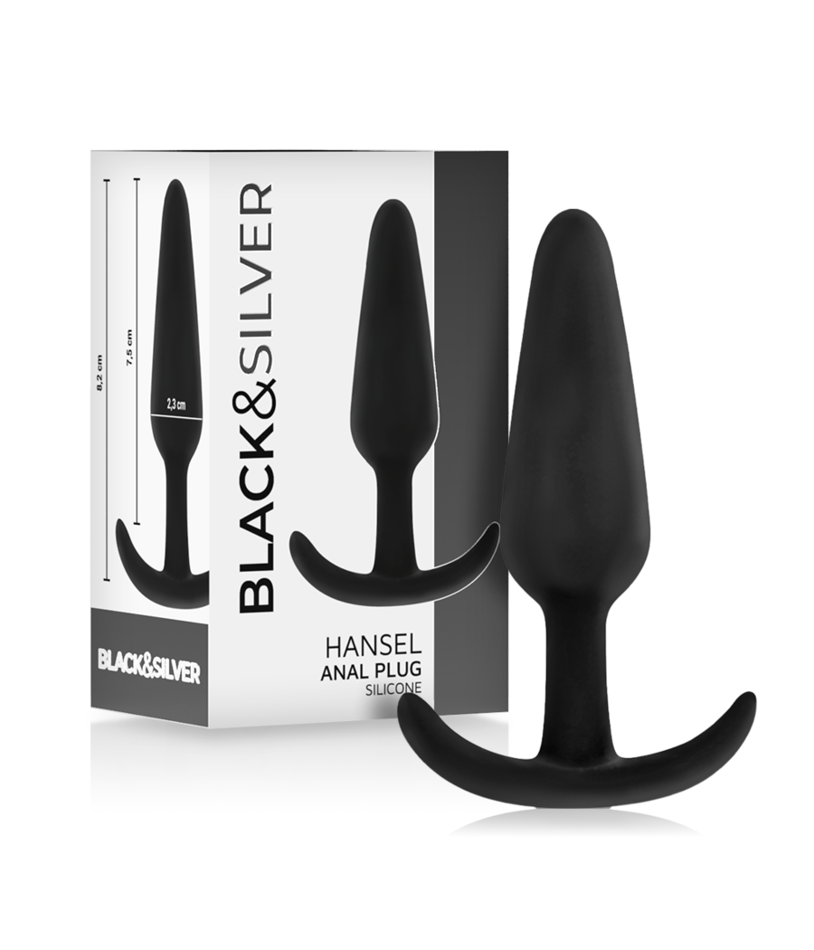 BLACK&SILVER - PLUG ANAL DE SILICONE HANSEL COM CABO PEQUENO