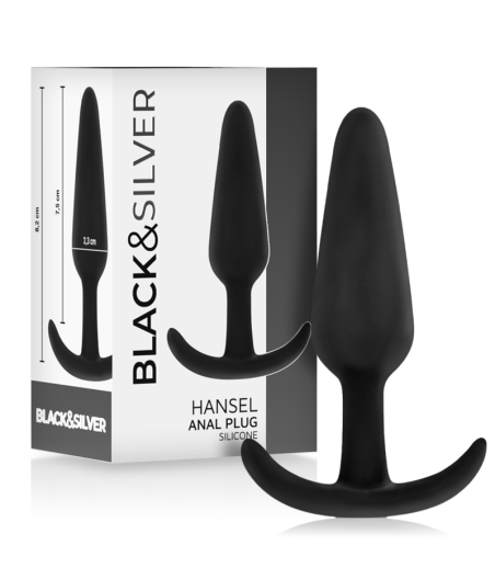 BLACK&SILVER - PLUG ANAL DE SILICONE HANSEL COM CABO PEQUENO